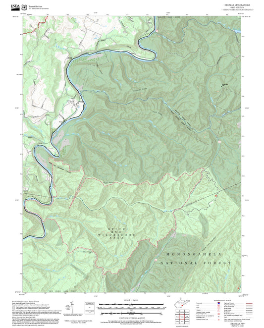 2025 Forest Service Topo Map of Denmar West Virginia