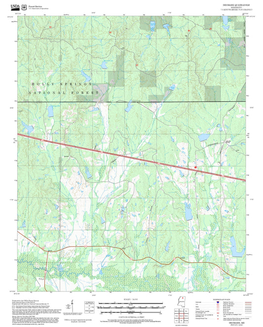 2025 Forest Service Topo Map of Denmark Mississippi