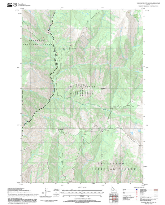 2025 Forest Service Topo Map of Dennis Mountain Idaho