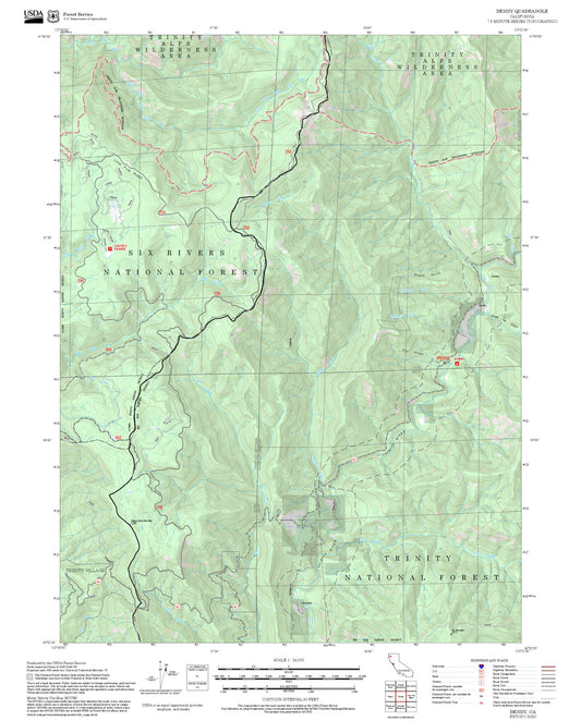 2025 Forest Service Topo Map of Denny California