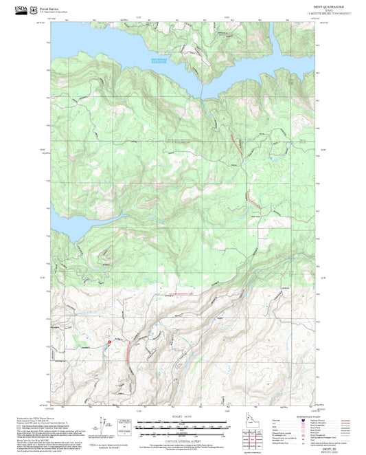 2025 Forest Service Topo Map of Dent Idaho