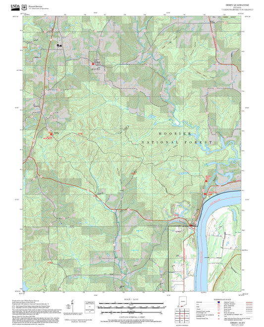 2025 Forest Service Topo Map of Derby Indiana