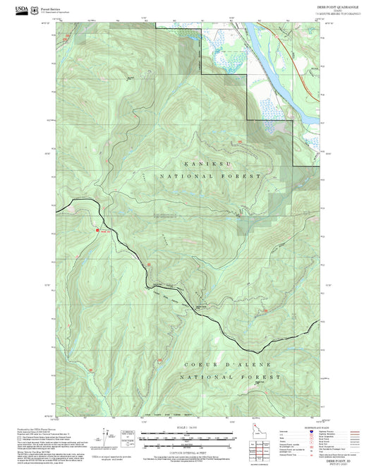 2025 Forest Service Topo Map of Derr Point Idaho