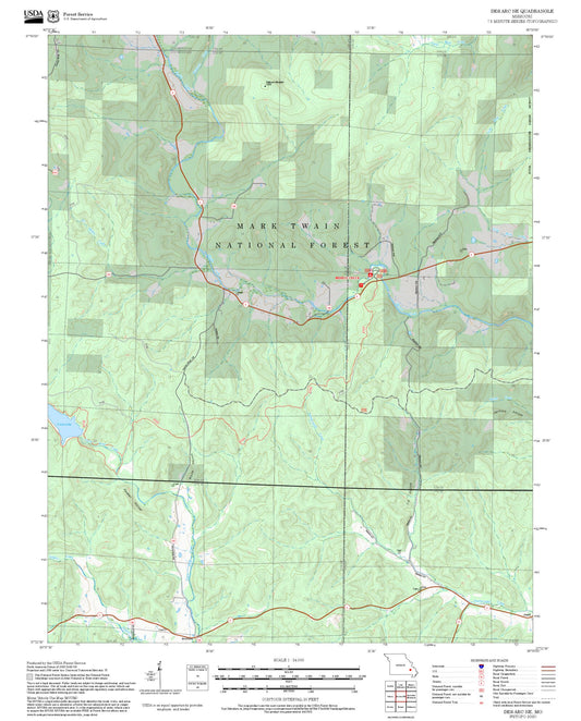2025 Forest Service Topo Map of Des Arc NE Missouri