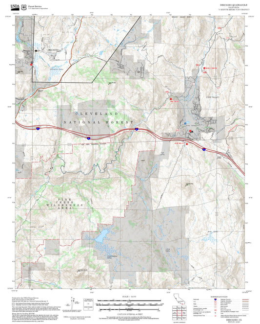 2025 Forest Service Topo Map of Descanso California