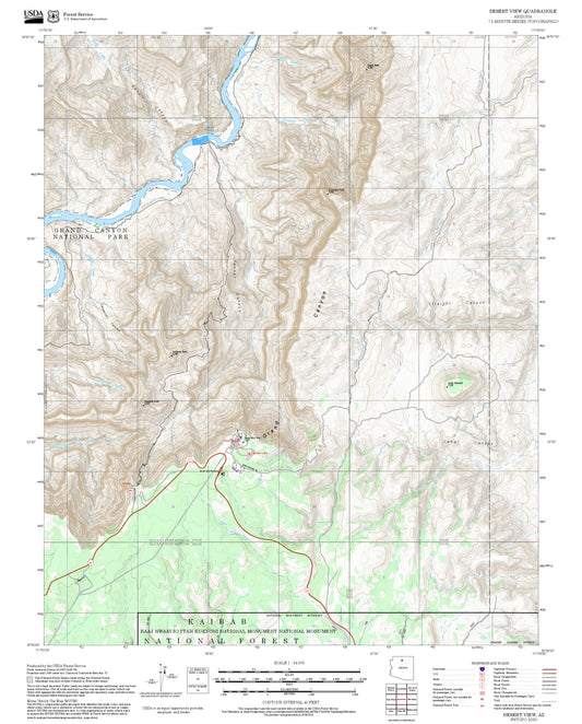 2025 Forest Service Topo Map of Desert View Arizona