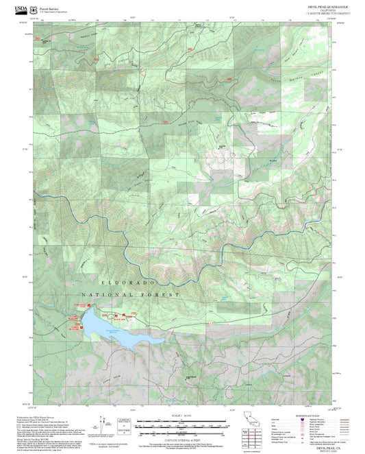 2025 Forest Service Topo Map of Devil Peak California