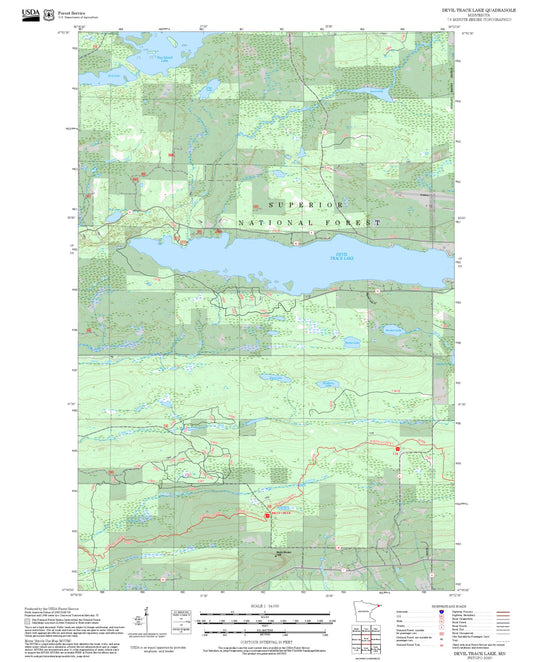 2025 Forest Service Topo Map of Devil Track Lake Minnesota