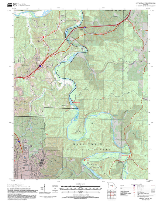 2025 Forest Service Topo Map of Devils Elbow Missouri