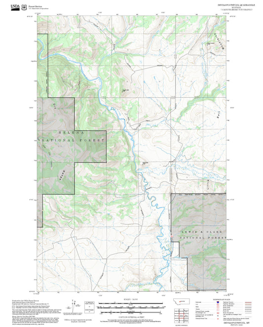 2025 Forest Service Topo Map of Devils Footstool Montana