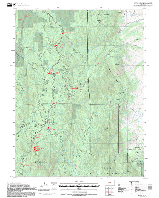 2025 Forest Service Topo Map of Devils Head Colorado