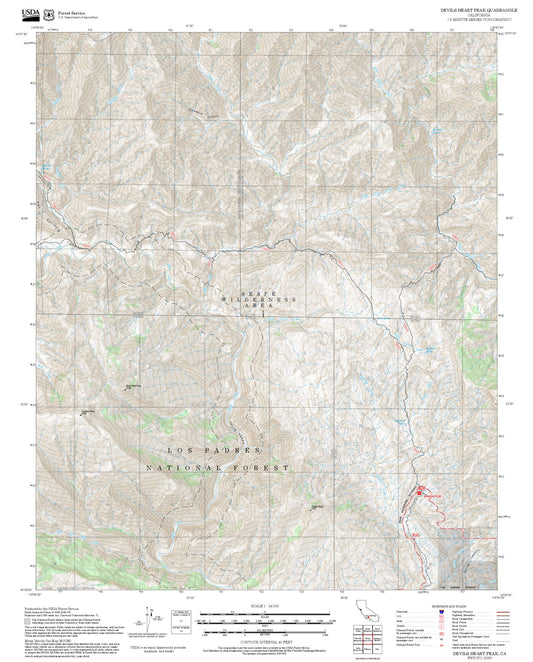 2025 Forest Service Topo Map of Devils Heart Peak California