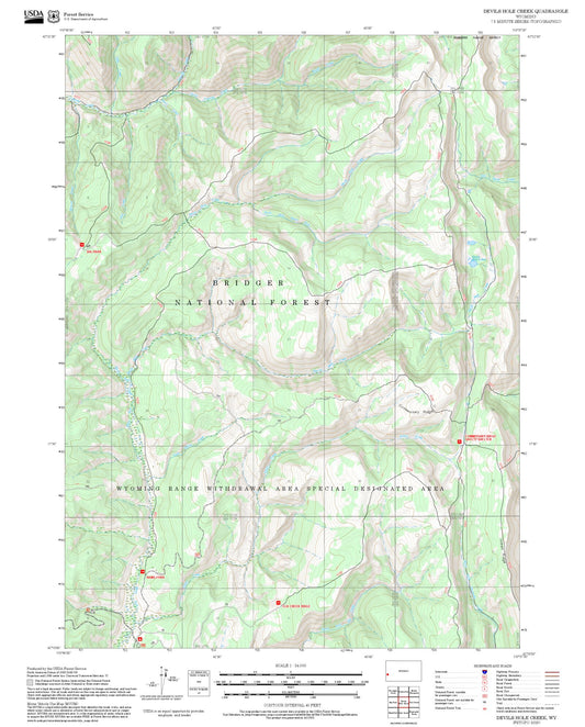 2025 Forest Service Topo Map of Devils Hole Creek Wyoming