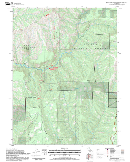 2025 Forest Service Topo Map of Devils Parade Ground California