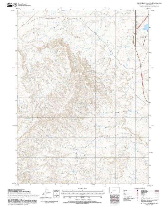 2025 Forest Service Topo Map of Devils Playground Wyoming