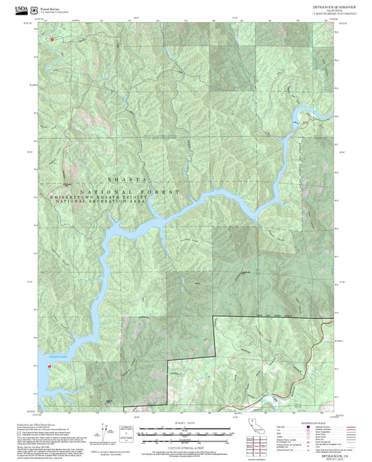 2025 Forest Service Topo Map of Devils Rock California