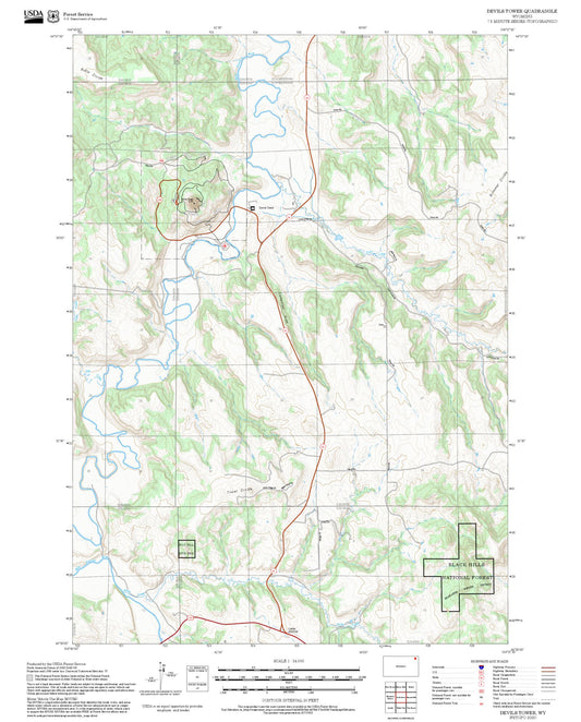 2025 Forest Service Topo Map of Devils Tower Wyoming