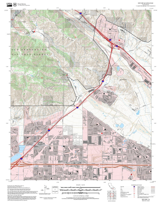 2025 Forest Service Topo Map of Devore California