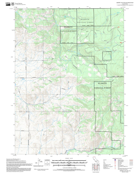 2025 Forest Service Topo Map of Dewey Gulch California