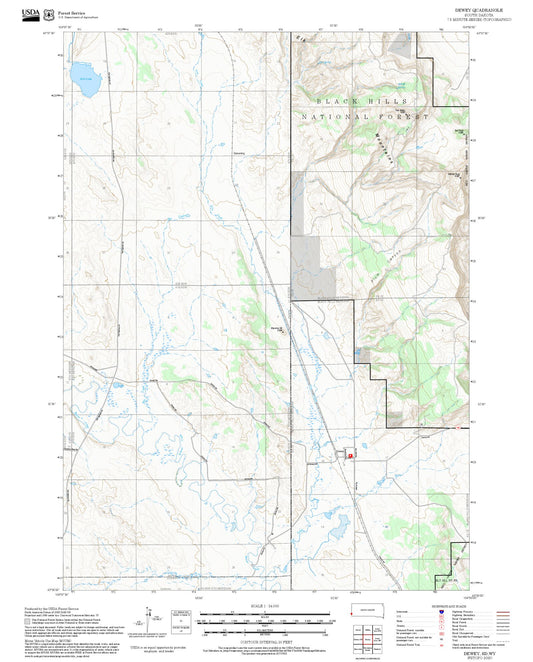 2025 Forest Service Topo Map of Dewey South Dakota