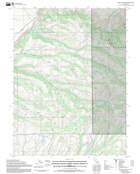 2025 Forest Service Topo Map of Dewitt Peak California