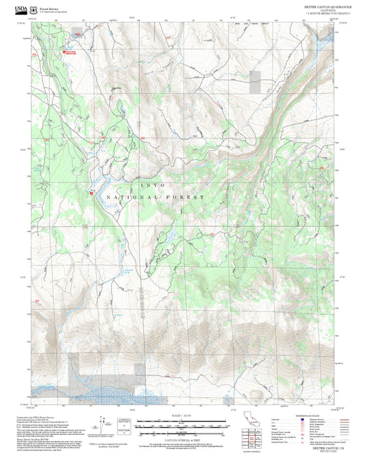 2025 Forest Service Topo Map of Dexter Canyon California