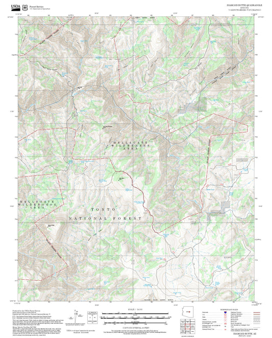2025 Forest Service Topo Map of Diamond Butte Arizona