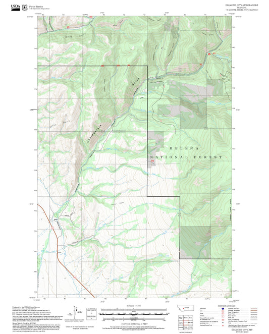 2025 Forest Service Topo Map of Diamond City Montana
