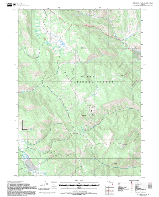 2025 Forest Service Topo Map of Diamond Flat Idaho