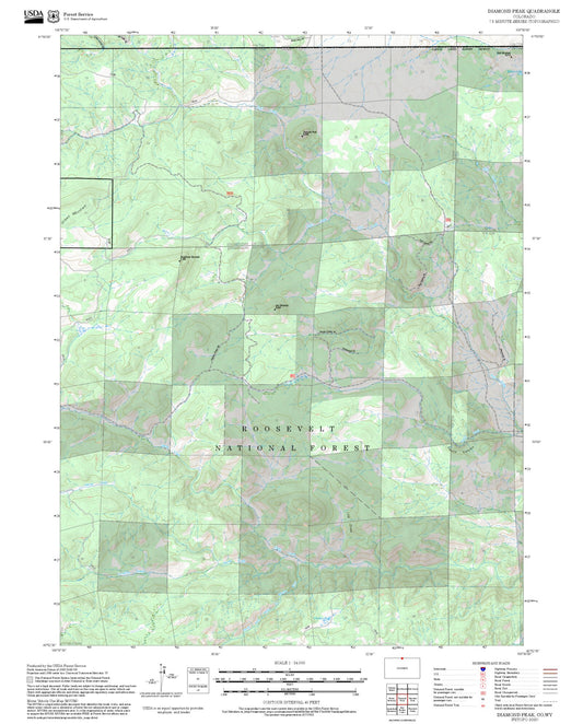 2025 Forest Service Topo Map of Diamond Peak Colorado