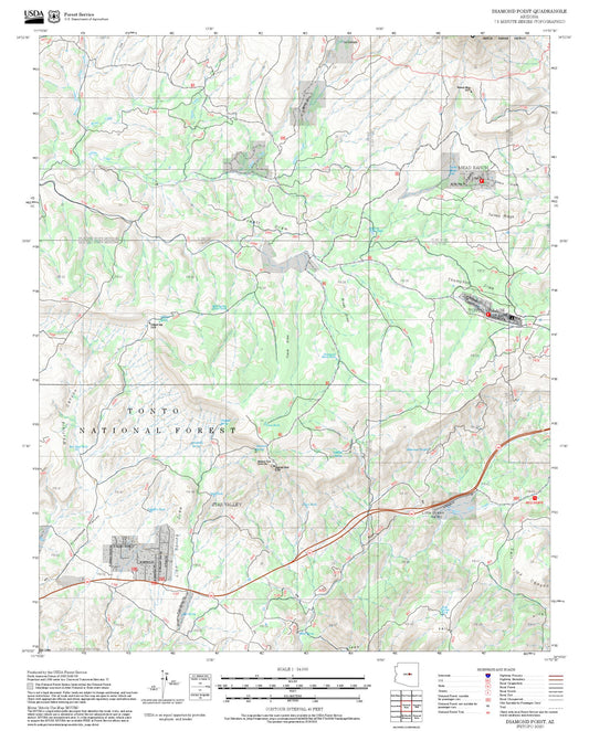 2025 Forest Service Topo Map of Diamond Point Arizona