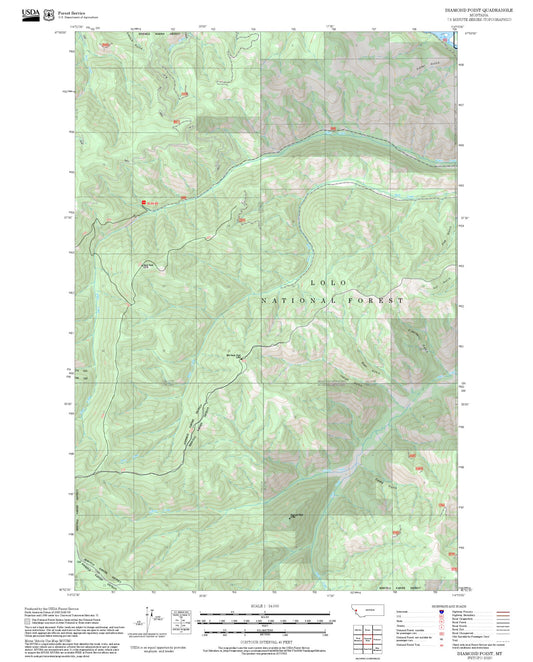 2025 Forest Service Topo Map of Diamond Point Montana