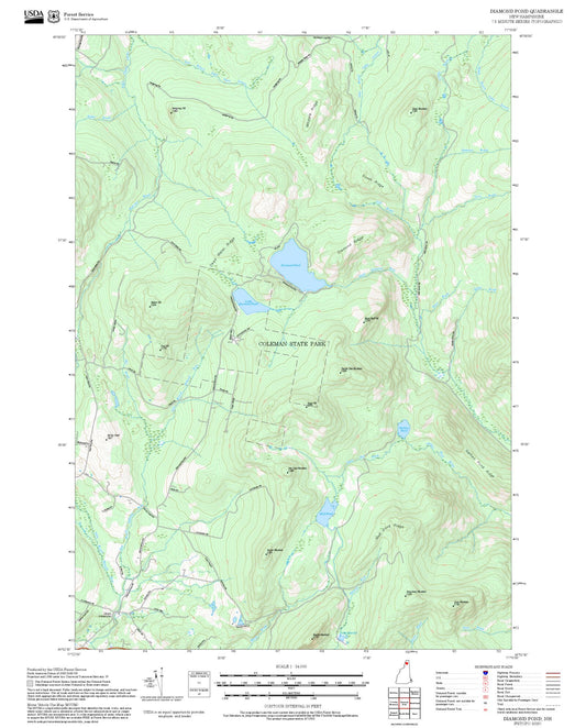 2025 Forest Service Topo Map of Diamond Pond New Hampshire