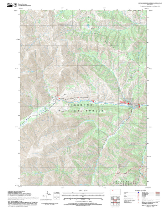2025 Forest Service Topo Map of Dick Creek Lakes Wyoming