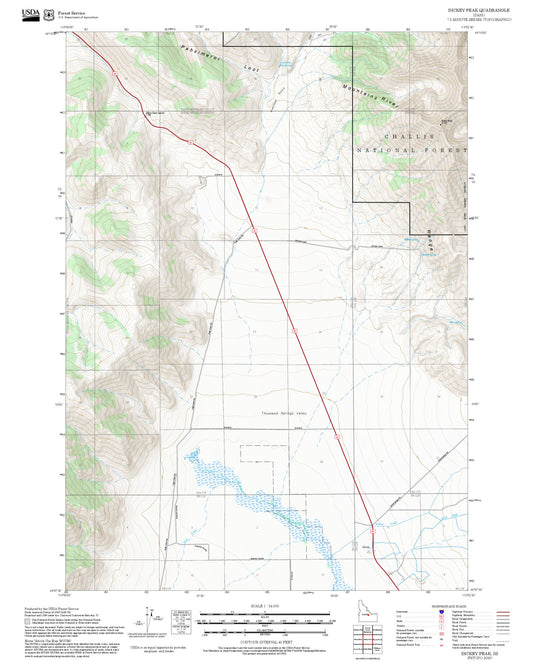 2025 Forest Service Topo Map of Dickey Peak Idaho