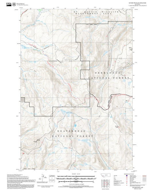 2025 Forest Service Topo Map of Dickie Peak Montana