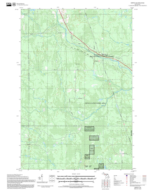 2025 Forest Service Topo Map of Diffin Michigan