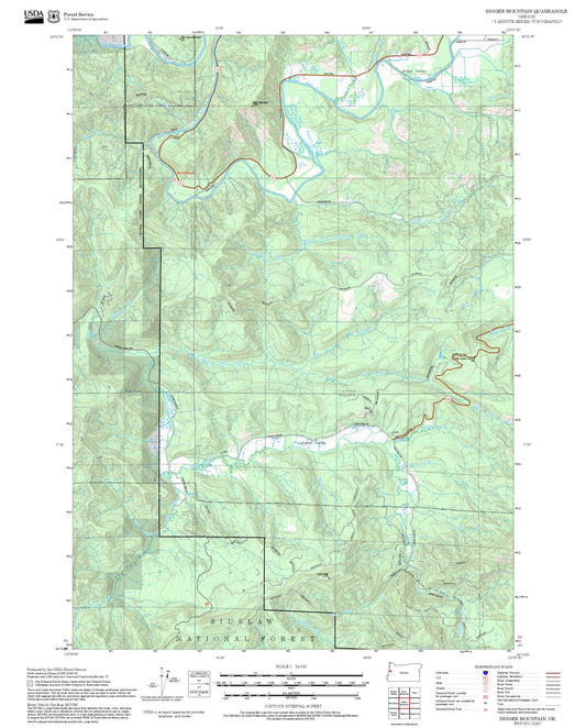 2025 Forest Service Topo Map of Digger Mountain Oregon