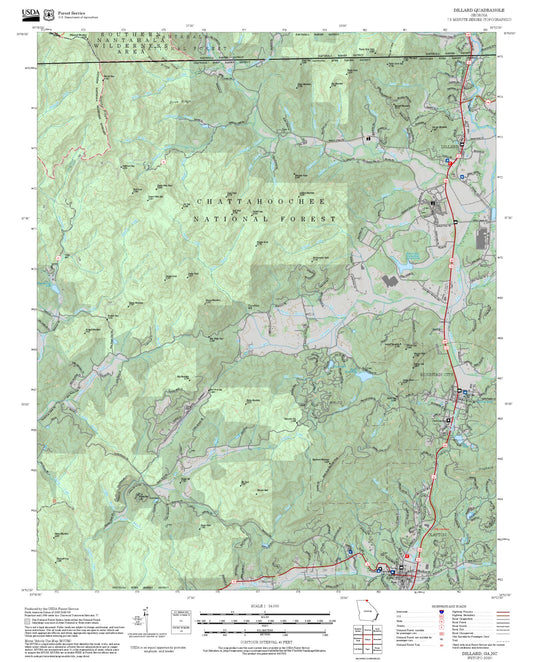 2025 Forest Service Topo Map of Dillard Georgia
