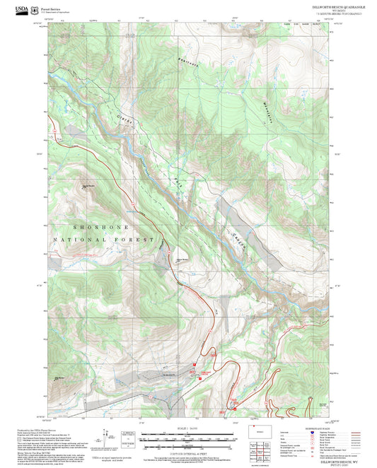 2025 Forest Service Topo Map of Dillworth Bench Wyoming