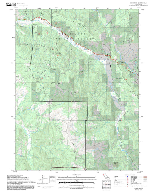 2025 Forest Service Topo Map of Dinsmore California
