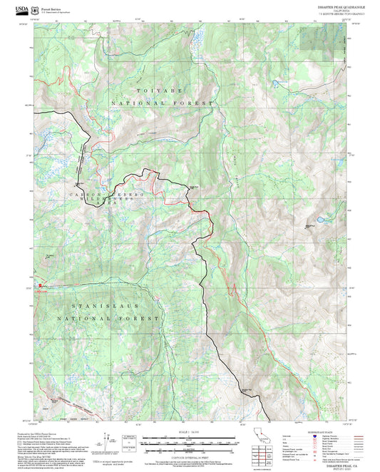 2025 Forest Service Topo Map of Disaster Peak California