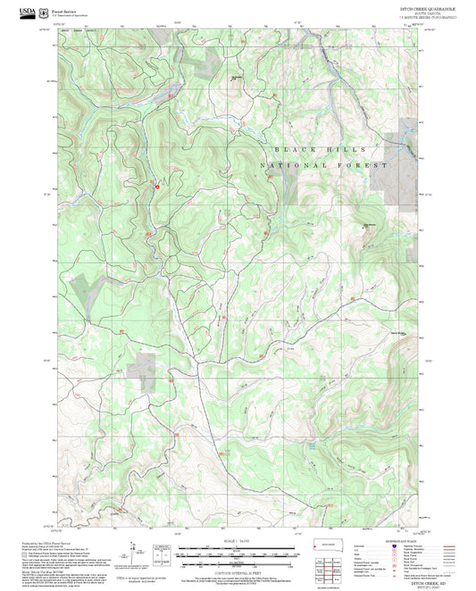 2025 Forest Service Topo Map of Ditch Creek South Dakota