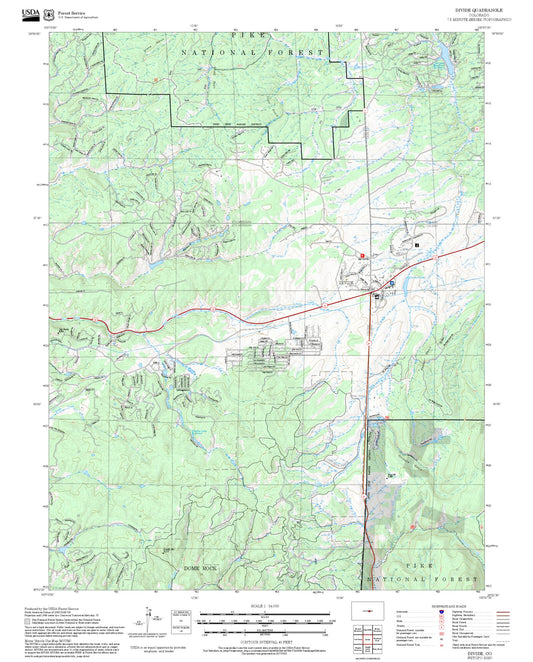 2025 Forest Service Topo Map of Divide Colorado