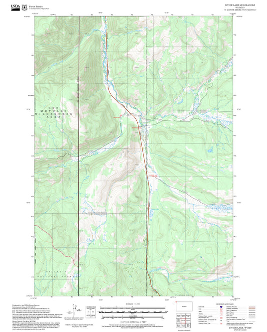 2025 Forest Service Topo Map of Divide Lake Wyoming
