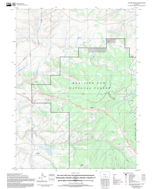 2025 Forest Service Topo Map of Divide Peak Wyoming