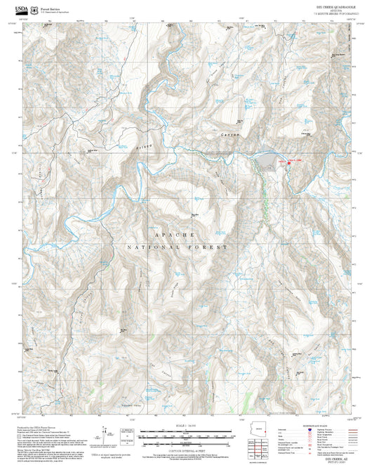2025 Forest Service Topo Map of Dix Creek Arizona