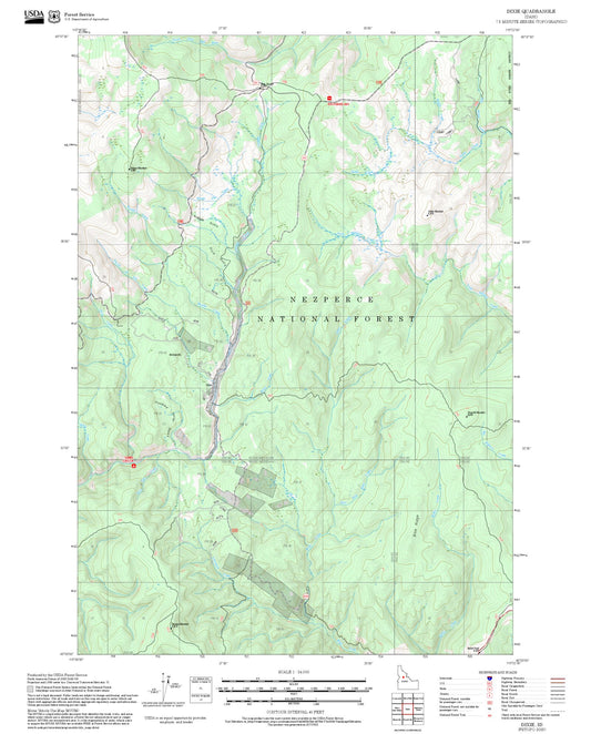 2025 Forest Service Topo Map of Dixie Idaho