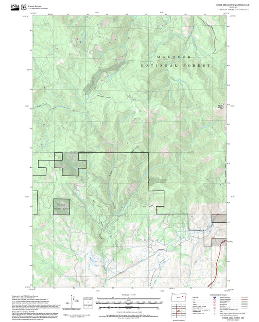 2025 Forest Service Topo Map of Dixie Meadows Oregon
