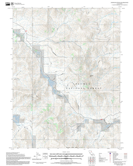 2025 Forest Service Topo Map of Dixie Mountain California